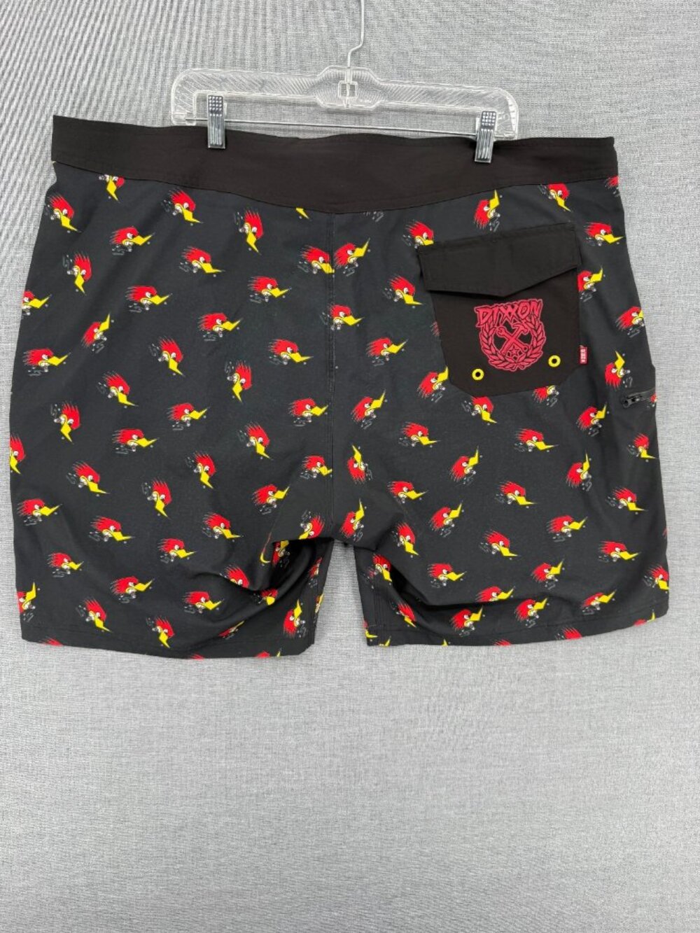Dixxon Clay Smith Board Shorts Mens 46 7" Logo AOP Swim Trunks Drawstring Pocket